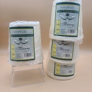 NEW PORTFOLIO XS linen LAMP SHADE Mini Fabric Clip On 3"x4"x4" White Lot Of 4